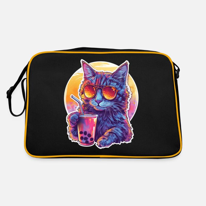 Bubble Tea Getränk Lover Kitten Drink Comic Retro Tasche