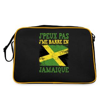 Ich kann nicht, ich bin in Jamaika - Retro Tasche - Schwarz/Gold - Hinten