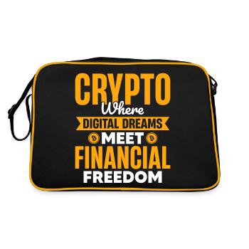 Krypto: Wo digitale Träume auf finanzielle Freiheit treffen - Retro Tasche - Schwarz/Gold - Hinten