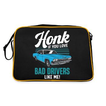 Honk If You Love Bad Drivers Like Me! - Retro Bag - black/gold - Back