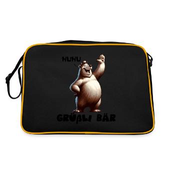 Greetings Bear Huhu Hello - Retro Bag - black/gold - Back