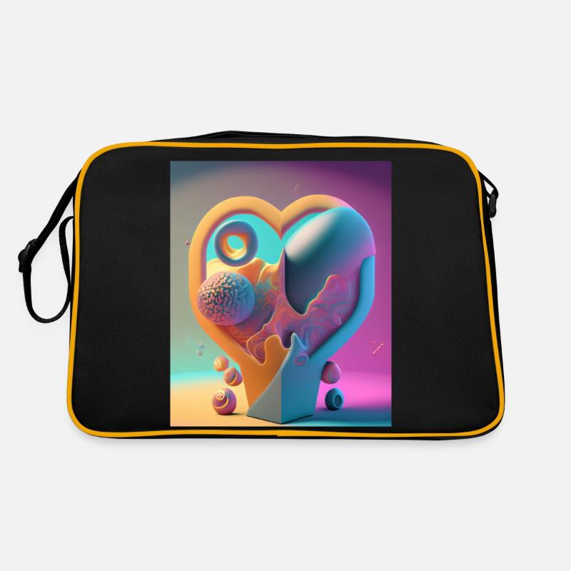 Coeur sculpté dans la pierre : explosion abstraite de couleurs Sac Retro