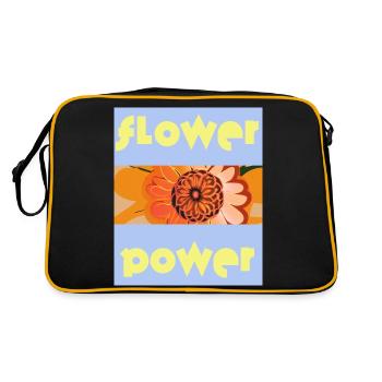 Blue Sky: Flower Power with Orange Blossom - Retro Bag - black/gold - Back