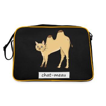 Katze meau - Retro Tasche - Schwarz/Gold - Hinten