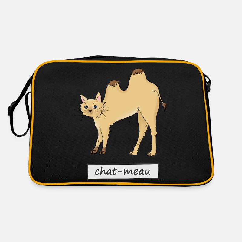 Katze meau - Retro Tasche - Schwarz/Gold