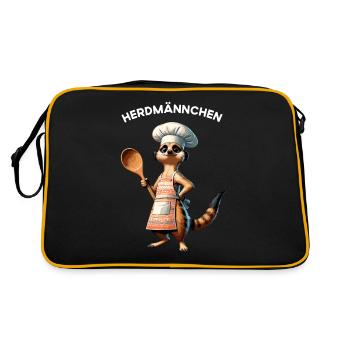 Meerkat - Herd Man Cooking Hobby Chef Cook - Retro Bag - black/gold - Back