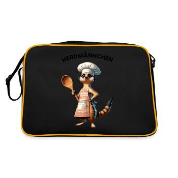 Erdmännchen - Herdmännchen kochen Hobbykoch Koch - Retro Tasche - Schwarz/Gold - Hinten