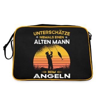 Never underestimate old man fishing - Retro Bag - black/gold - Back