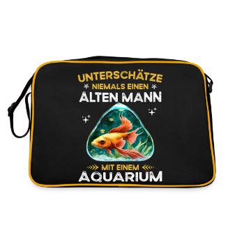 Never underestimate old man with an aquarium - Retro Bag - black/gold - Back