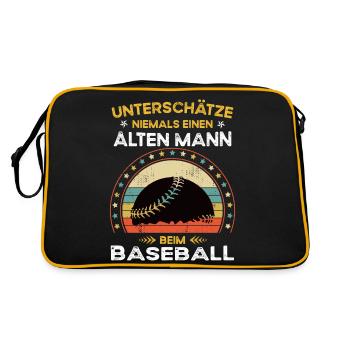 Never underestimate old man at baseball - Retro Bag - black/gold - Back
