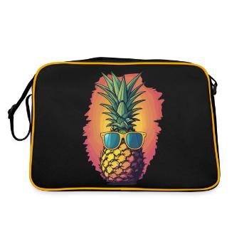 Tropical Die Sonnenbrillen Ananas - Retro Tasche - Schwarz/Gold - Hinten