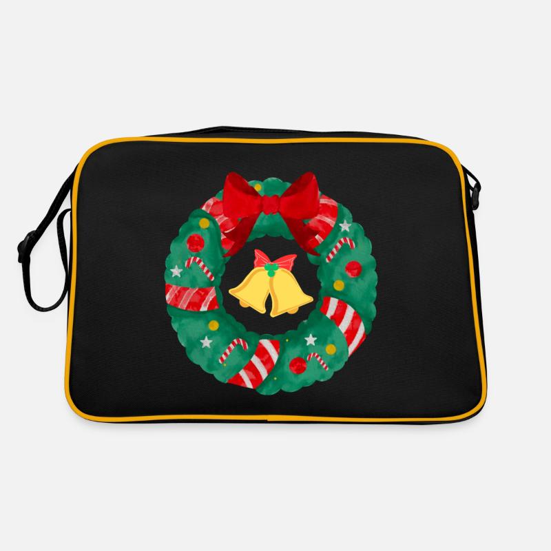 Weihnachtskranz mit Glocken Retro Tasche