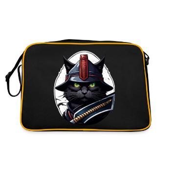 Ninja Cat - Samurai Kitten - Retro Bag - black/gold - Back
