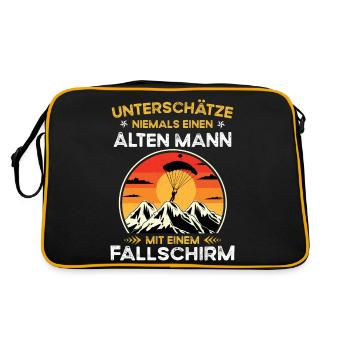 Never underestimate old man with parachute - Retro Bag - black/gold - Back
