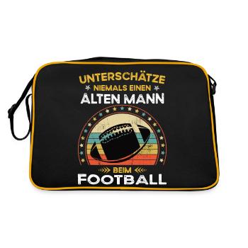 Never underestimate old man at football - Retro Bag - black/gold - Back