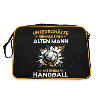 Never underestimate old man with a handball - Retro Bag - black/gold - Back