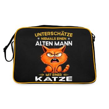 Never underestimate old man with a cat - Retro Bag - black/gold - Back