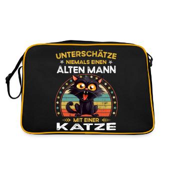 Never underestimate old man with a cat - Retro Bag - black/gold - Back