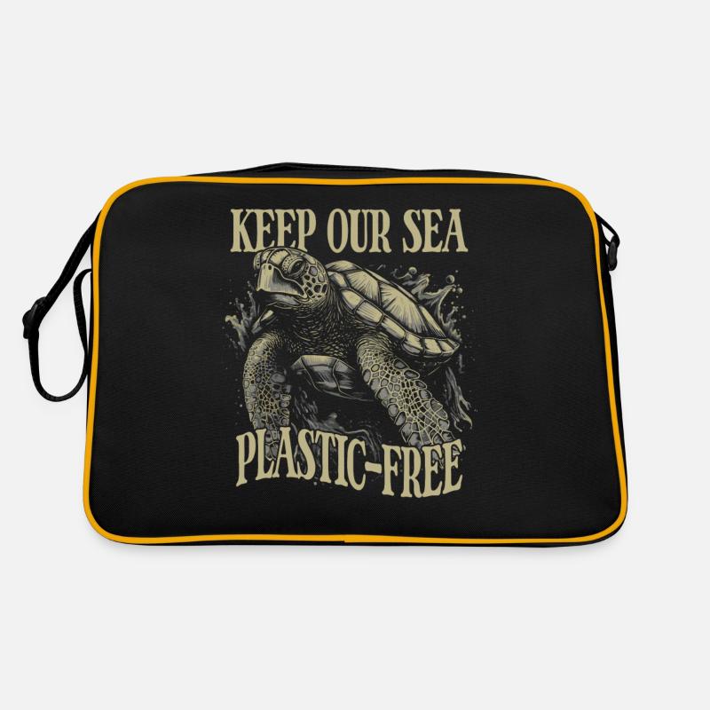 Keep Our Sea Plastic-Free Turtle Retro Bag