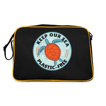Keep Our Sea Plastic-Free Schildkröte - Retro Tasche - Schwarz/Gold - Hinten