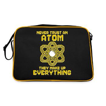 Never trust an atom - they invent everything - Retro Bag - black/gold - Back