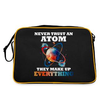 Never trust an atom - they invent everything - Retro Bag - black/gold - Back