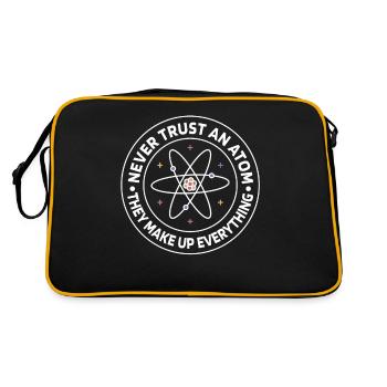 Never trust an atom - they invent everything - Retro Bag - black/gold - Back
