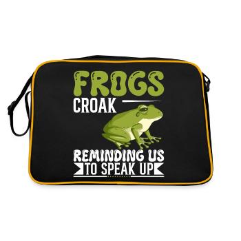 Frogs Croak, Reminding Us To Speak Up. - Retro Bag - black/gold - Back