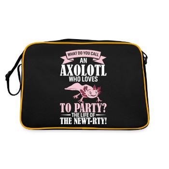 Wie nennt man einen Axolotl, der es liebt zu feiern? Heit - Retro Tasche - Schwarz/Gold - Hinten