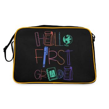 Hello 1st grade school supplies school enrolment school - Retro Bag - black/gold - Back