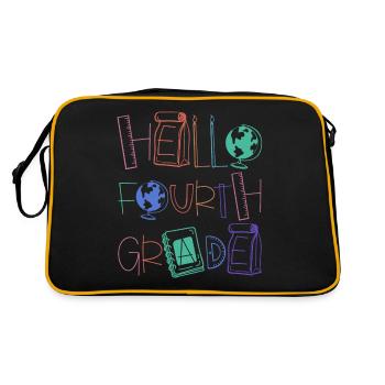 Hello 4th Grade School Supplies Elementary School School - Retro Bag - black/gold - Back