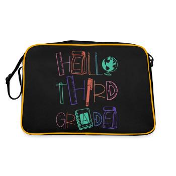 Hello 3rd Grade School Supplies Elementary School School - Retro Bag - black/gold - Back
