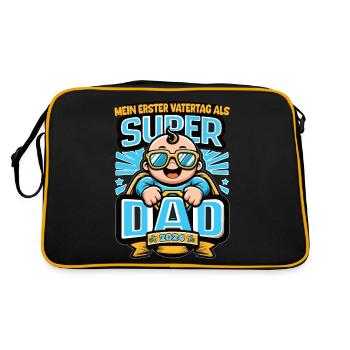 Mein Erster Vatertag als Super Dad 2024 - Retro Tasche - Schwarz/Gold - Hinten
