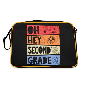Oh Hey 2nd Grade Retro Elementary School Girl Boy - Retro Bag - black/gold - Back