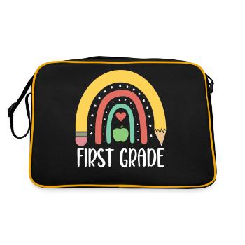 1st Grade Rainbow Pencil School Elementary School - Retro Bag - black/gold - Back