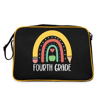 4th Grade Rainbow Pencil School Elementary School - Retro Bag - black/gold - Back