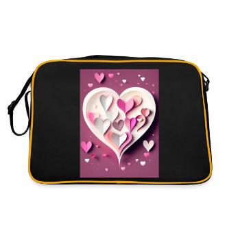 Papierschnitt Herzlandschaft - Retro Tasche - Schwarz/Gold - Hinten