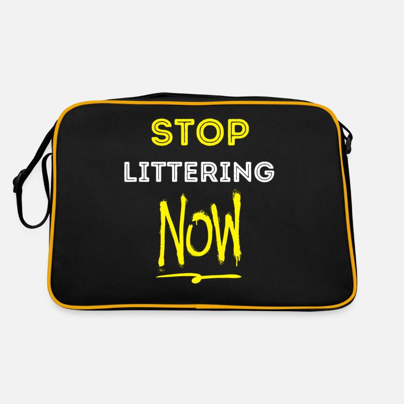 Ecology Earth STOP Littering NOW Retro Bag