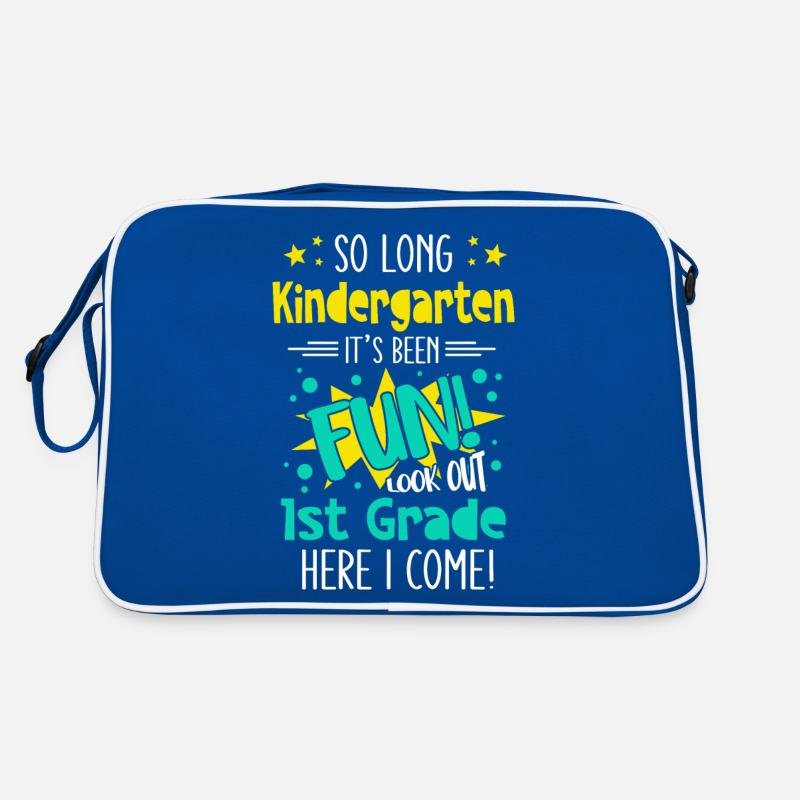 1. Klasse Einschulung Lustiger Spruch Junge Schule Retro Tasche