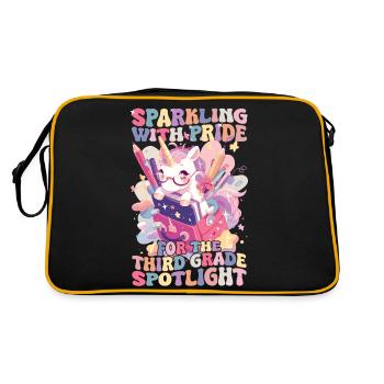 Sparkling With Pride 3rd Grade Unicorn Girl - Retro Bag - black/gold - Back