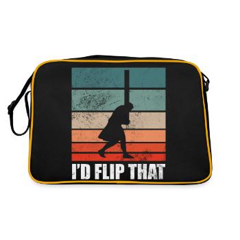 I'd Flip That Caber Toss Tree Trunk Throwing - Retro Tasche - Schwarz/Gold - Hinten