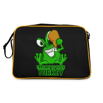 Take Me To Your Turkey T-Shirt Drôle Vert Espace - Sac Retro - noir/or - Dos