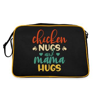 Les enfants mangent des pépites de poulet et maman embrasse bébé - Sac Retro - noir/or - Dos