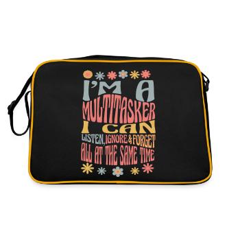 Multitasker - Höre Zu, Ignoriere und Vergesse - Retro Tasche - Schwarz/Gold - Hinten