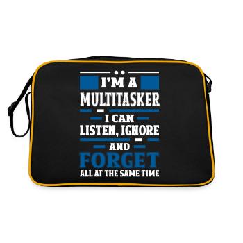Multitasker - Höre Zu, Ignoriere und Vergesse - Retro Tasche - Schwarz/Gold - Hinten