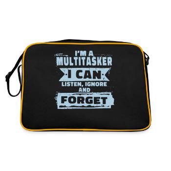 Multitasker - Höre Zu, Ignoriere und Vergesse - Retro Tasche - Schwarz/Gold - Hinten