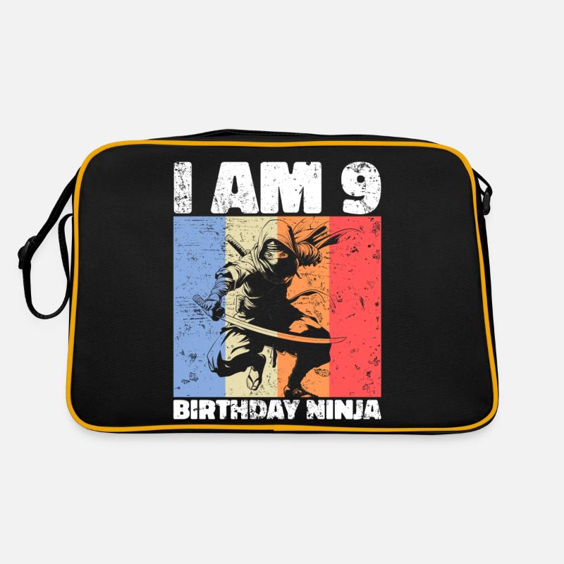 9. Geburtstag Ninja Retro Junge 9 Jahre Geschenk - Retro Tasche - Schwarz/Gold