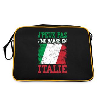 Ich kann nicht, ich gehe nach Italien. Italienisch der Zukunft - Retro Tasche - Schwarz/Gold - Hinten