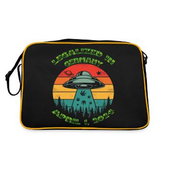 Légalisé en Allemagne. Légalisation du cannabis, OVNI, - Sac Retro - noir/or - Dos