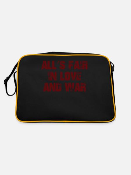 All's Fair In Love And War T-Shirt Coole Neuheit - Retro Tasche - Schwarz/Gold - Hinten